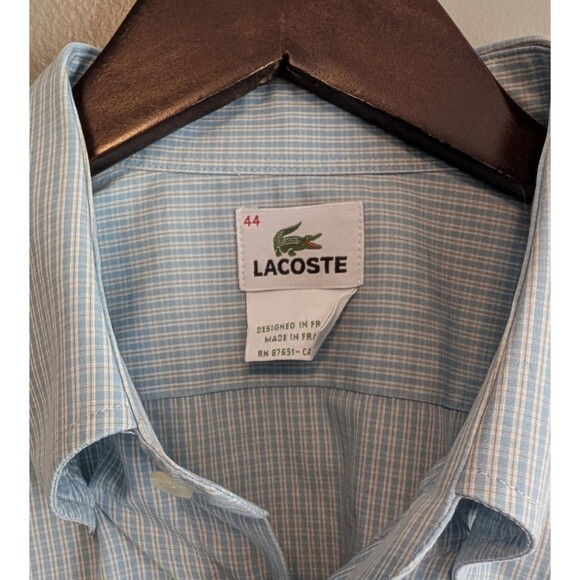 Lacoste Size 44 XL Shirt Mens Green Check Button Down LS Extra Large Dress - Picture 2 of 5